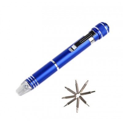 Factory Promotional Aluminum 6in1 Multi-Screwdriver Torch Pen Shape Screwdriver Flashlight Set